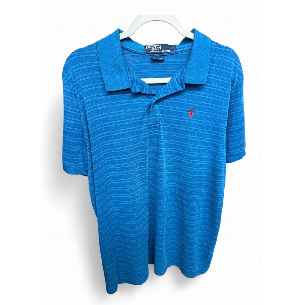 Polo Ralph Lauren Custom Fit Polo Shirt Blue Stripped Men's Size XL
